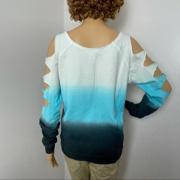 K. Jordan Sweatshirt Dip died Slit sleeves Blue M - Picture 3 of 7